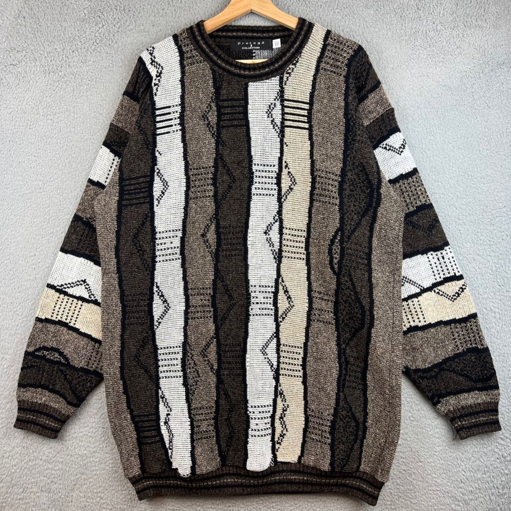 VTG Protege Collection Vintage 3D Texture Knit Sweater Men 2XL VERY TALL Striped